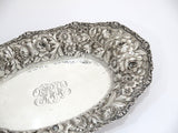 12.75 in - Sterling Silver Stieff Vintage Floral Repousse Oval Serving Dish