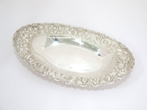 13 3/8 in - Sterling Silver Stieff Vintage Floral Repousse Oval Serving Dish