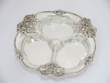 8 5/8" Sterling Silver Black, Starr & Frost Antique Poppy 3-section Serving Dish