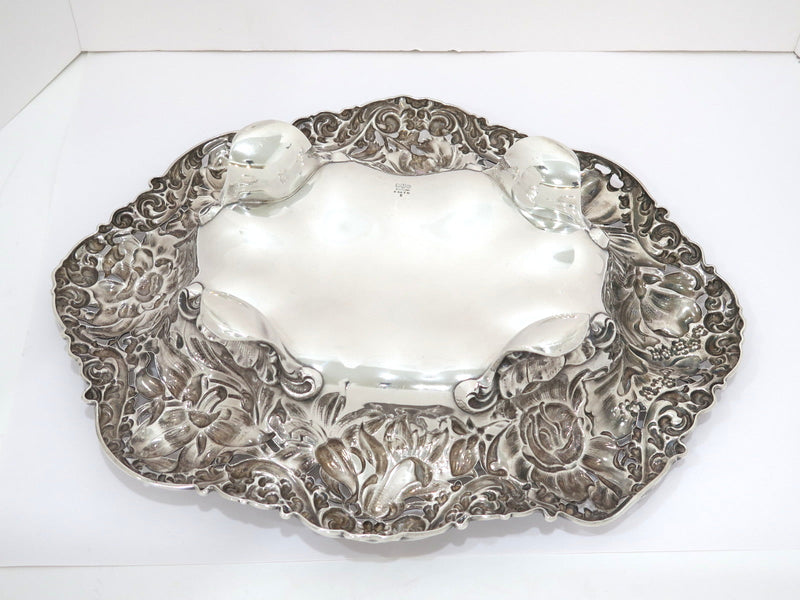 18.25 in - Sterling Silver Gorham Antique Flower-Decorated Footed Serving Bowl