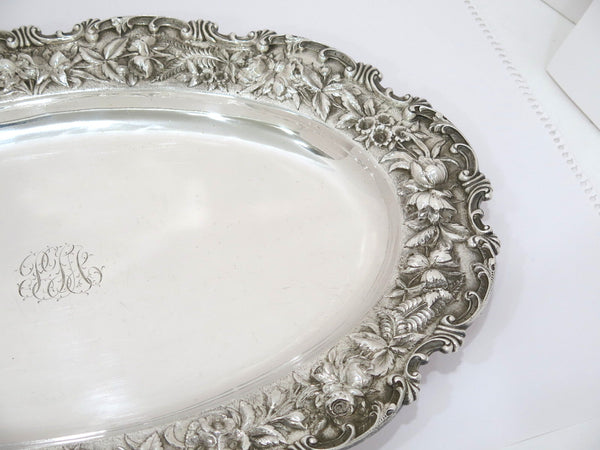 20.5 in - Sterling Silver S. Kirk & Son Antique Floral Repousse Large Platter