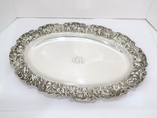 20.5 in - Sterling Silver S. Kirk & Son Antique Floral Repousse Large Platter