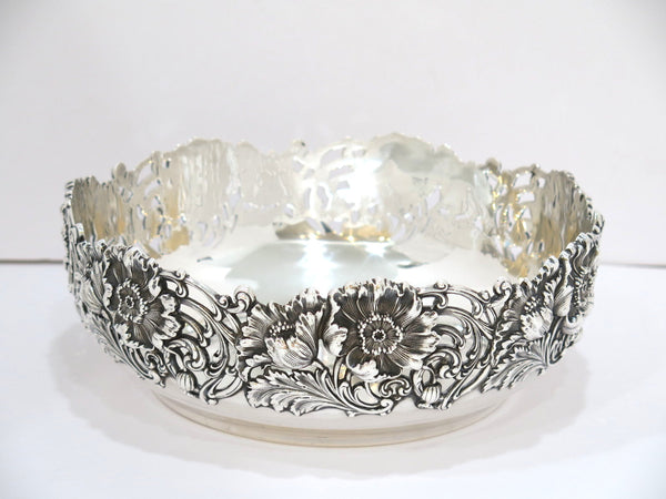 10.5" Sterling Silver Dominick & Haff Antique Poppy Flower Openwork Serving Bowl