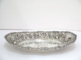 12.75 in - Sterling Silver Stieff Vintage Floral Repousse Oval Serving Dish