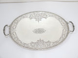 14" Sterling Silver Kirkpatrick Antique Scroll Openwork Oval Platter w/ Handles