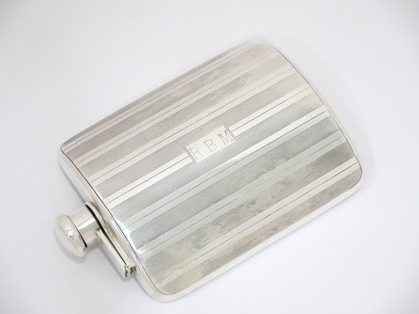 6.25 in - Sterling Silver Tiffany & Co. Antique Striped Flask