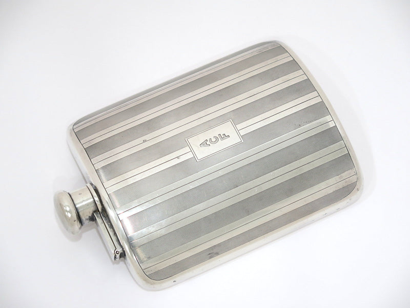 6.25 in - Sterling Silver Tiffany & Co. Antique Striped Flask