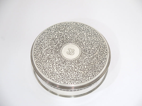 5.5 in - Sterling Silver Tiffany & Co. Antique Floral Ornament Round Jar