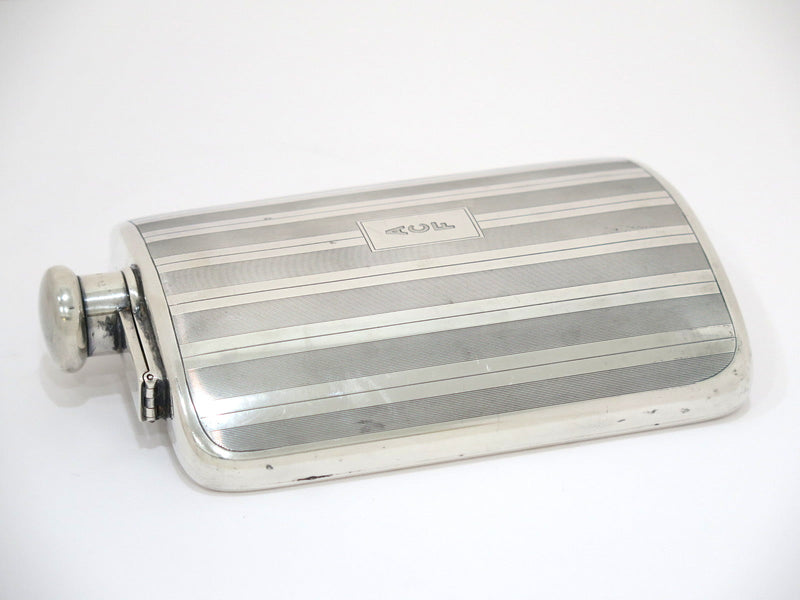 6.25 in - Sterling Silver Tiffany & Co. Antique Striped Flask