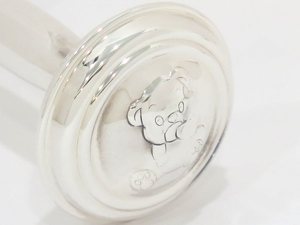 3.5 in - Sterling Silver Flamingo Brand Bear Baby Rattle