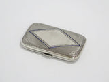 3.5 in - European Silver Alfred Antique Rhombus Pattern Cigarette Case/Box