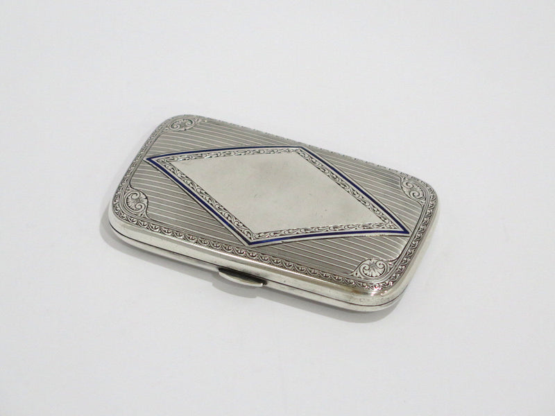 3.5 in - European Silver Alfred Antique Rhombus Pattern Cigarette Case/Box