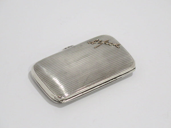 3.5 in - European Silver Alfred Antique Rhombus Pattern Cigarette Case/Box