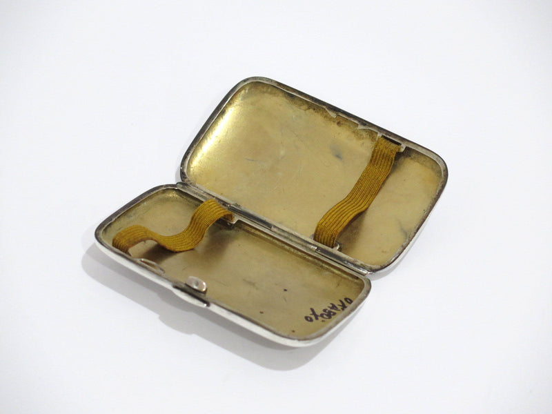 3.5 in - European Silver Alfred Antique Rhombus Pattern Cigarette Case/Box