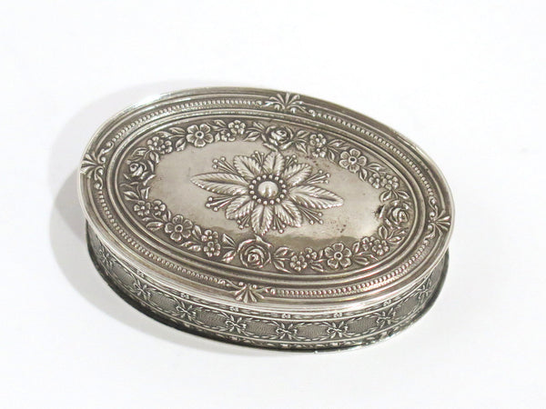 2.5 in - Sterling Silver Puiforcat Paris Antique Floral Oval Box