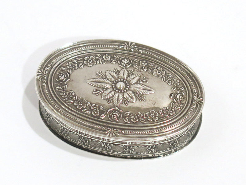 2.5 in - Sterling Silver Puiforcat Paris Antique Floral Oval Box