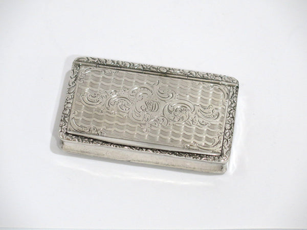 3 1/8 in - Sterling Silver Antique English Scroll Decorated Snuff Box