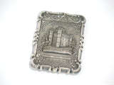 3 5/8 in - Sterling Silver Antique English Battle Abbey Sussex Floral Card Case