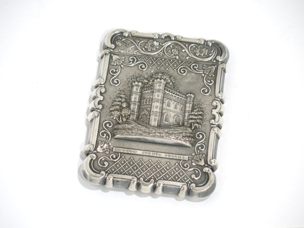 3 5/8 in - Sterling Silver Antique English Battle Abbey Sussex Floral Card Case