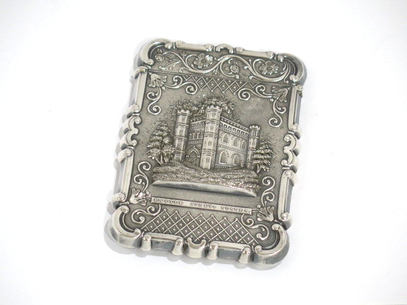 3 5/8 in - Sterling Silver Antique English Battle Abbey Sussex Floral Card Case