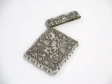 3 5/8 in - Sterling Silver Antique English Battle Abbey Sussex Floral Card Case