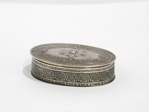 2.5 in - Sterling Silver Puiforcat Paris Antique Floral Oval Box