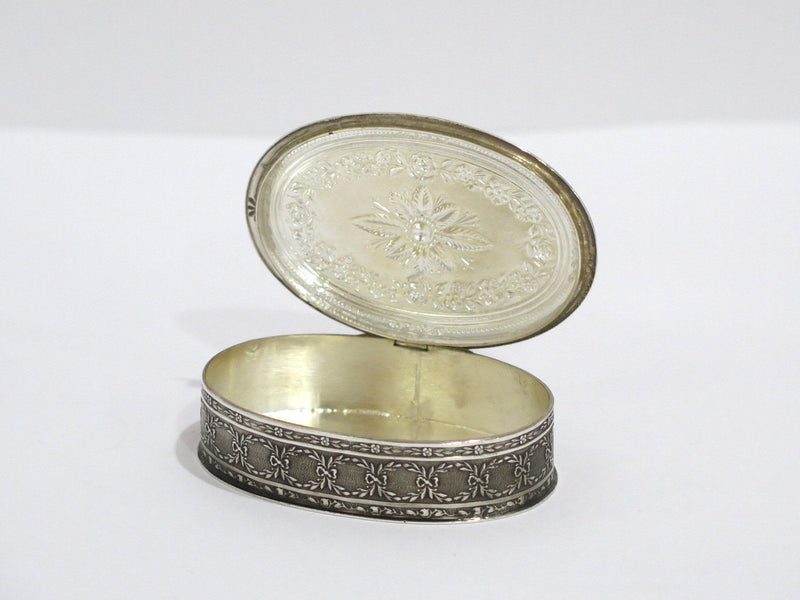 2.5 in - Sterling Silver Puiforcat Paris Antique Floral Oval Box