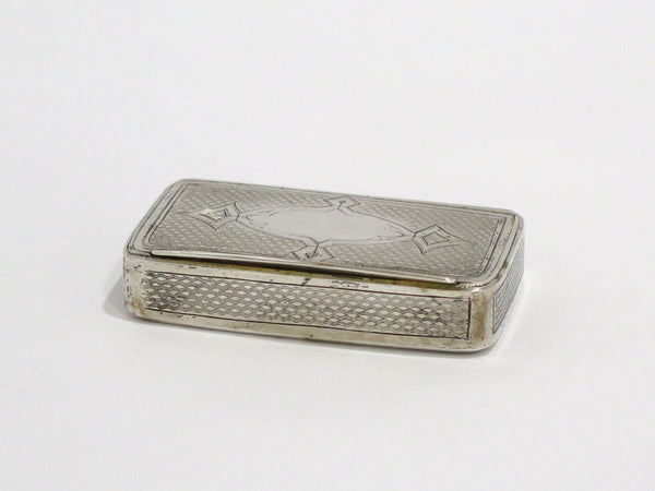 2 5/8 in - Sterling Silver Gilded Interior Antique English c. 1820 Snuff Box