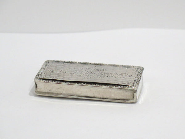 3 1/8 in - Sterling Silver Antique English Scroll Decorated Snuff Box