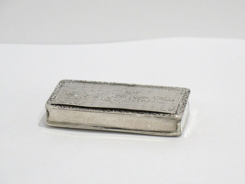 3 1/8 in - Sterling Silver Antique English Scroll Decorated Snuff Box