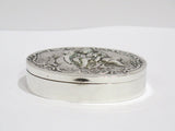 4 in - European Silver Antique German Cherubs Oval Box