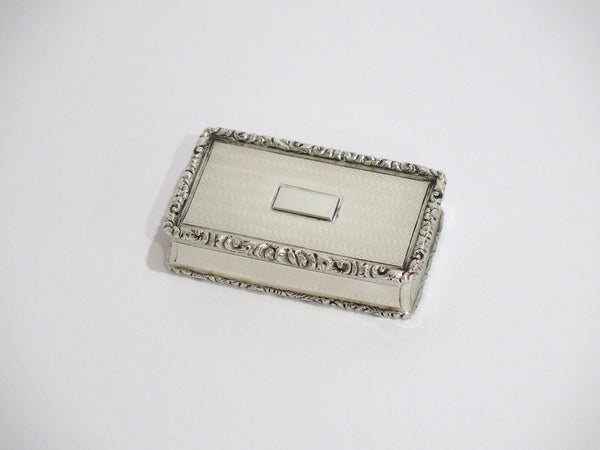 3" Sterling Silver Gilded Inside Antique English Birmingham Floral Rim Snuff Box