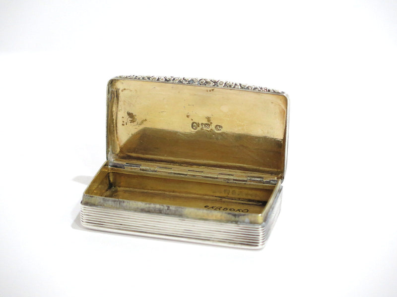 2.75 in - Sterling Silver Gilded Interior Antique English Snuff Box
