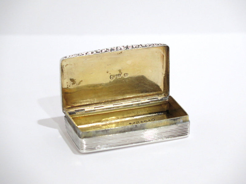 2.75 in - Sterling Silver Gilded Interior Antique English Snuff Box