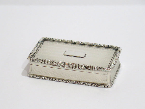 3" Sterling Silver Gilded Inside Antique English Birmingham Floral Rim Snuff Box