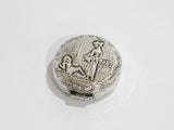 1 5/8 in - Sterling Silver Antique American Girl w/ Basket Round Snuff/Pill Box