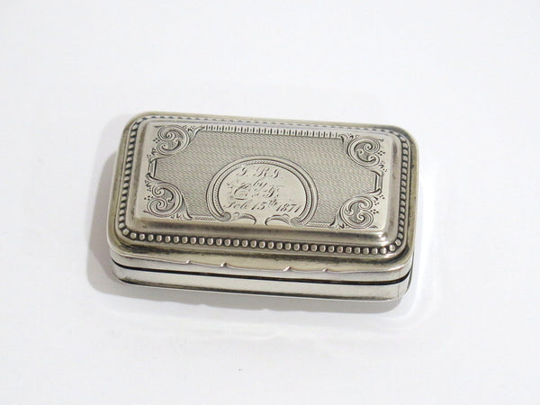 2 7/8 in - Sterling Silver Albert Coles & Co. Antique c. 1871 Ornate Snuff Box