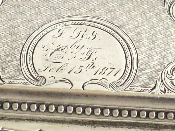 2 7/8 in - Sterling Silver Albert Coles & Co. Antique c. 1871 Ornate Snuff Box