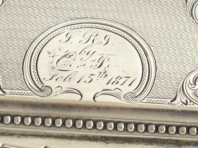 2 7/8 in - Sterling Silver Albert Coles & Co. Antique c. 1871 Ornate Snuff Box