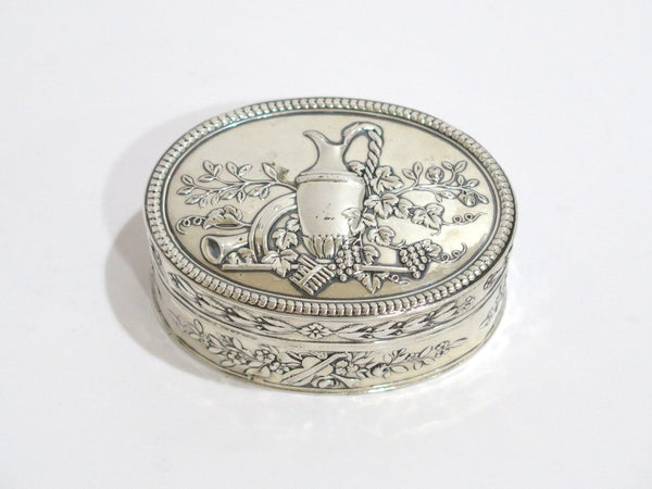 2.75 in - European Silver Antique German Wine Pitcher Decorated Snuff Box