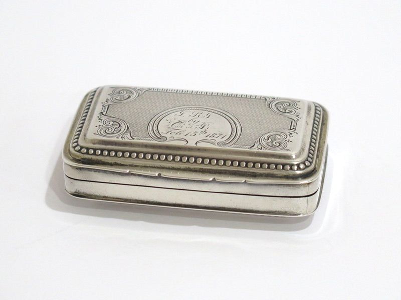 2 7/8 in - Sterling Silver Albert Coles & Co. Antique c. 1871 Ornate Snuff Box