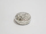 1 5/8 in - Sterling Silver Antique American Girl w/ Basket Round Snuff/Pill Box