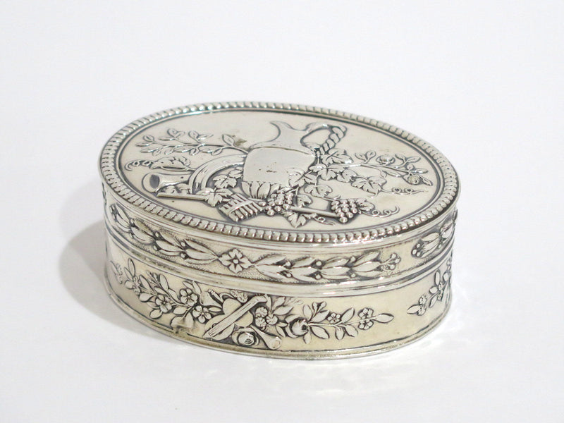 2.75 in - European Silver Antique German Wine Pitcher Decorated Snuff Box