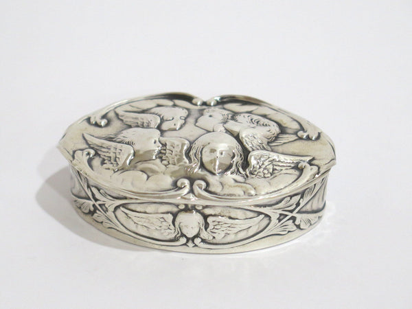 2 7/8 in - Sterling Silver Antique English 1900 Cupids Oval Snuff Box