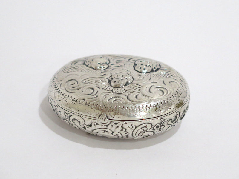 2 5/8 in - European Silver Antique German Hanau Three Cupids Oval Snuff Box