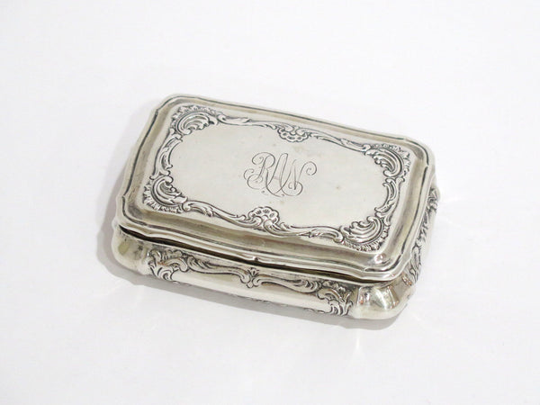 3.25 in - Sterling Silver Gilded Interior Antique Swedish Floral Snuff Box