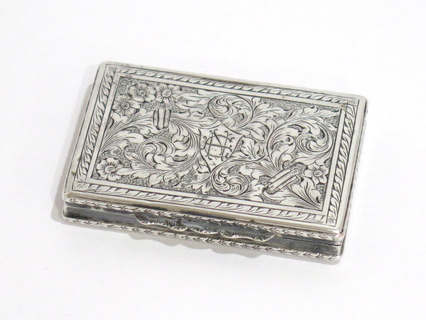 2 7/8 in - European Silver Antique German c. 1929 Floral Snuff Box