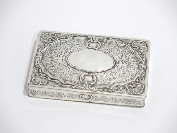 4.5 in - European Silver Gilded Interior Antique German Ornate Floral Box