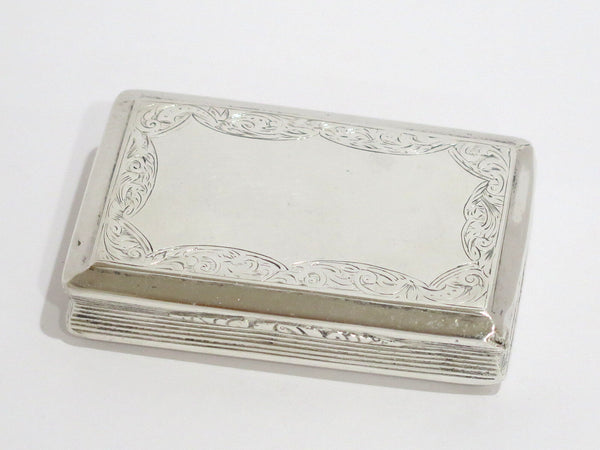 3 3/8 in - Sterling Silver Antique English 1844 Floral Scroll Snuff Box