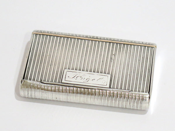 3.25" Sterling Silver Gilded Interior Antique Austrian Stripe Pattern Snuff Box